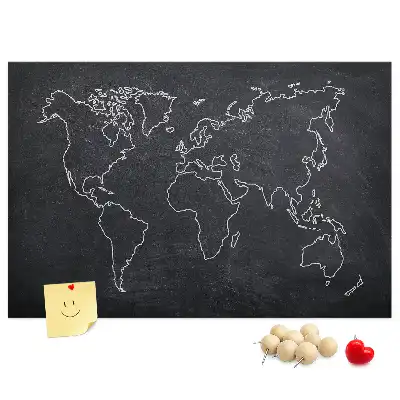 Printed Cork Memo Board World map outline