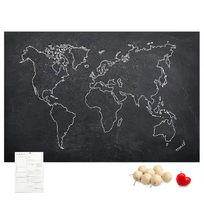 World Map Outline Printed Cork Memo Board