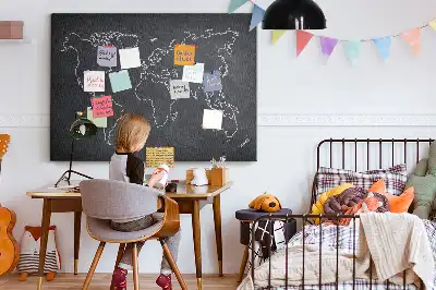 Printed Cork Memo Board World map outline