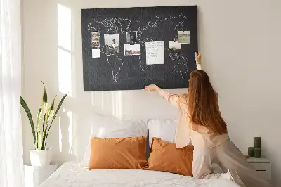 World Map Outline Printed Cork Memo Board
