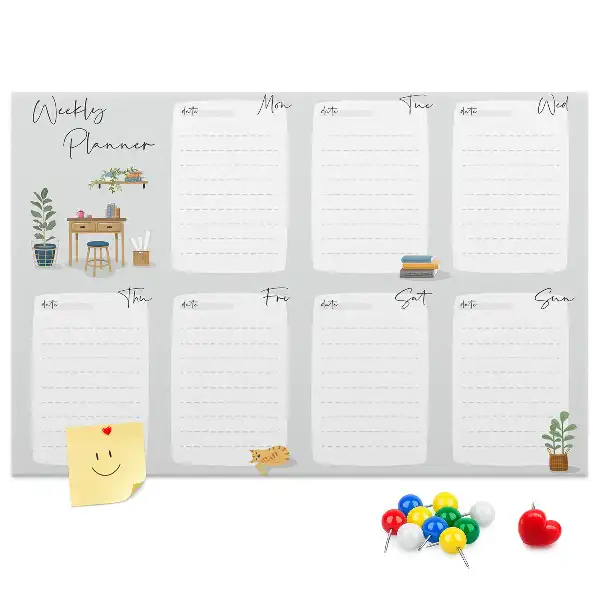 Cozy cork weekly planner memo board