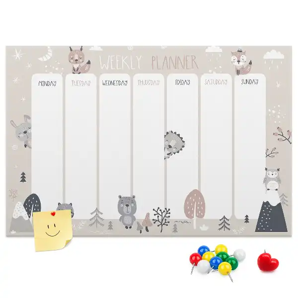 Printed Animal Themed Cork Planner Board
