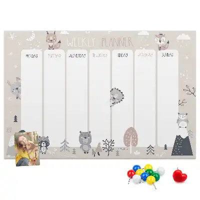 Printed Animal Themed Cork Planner Board