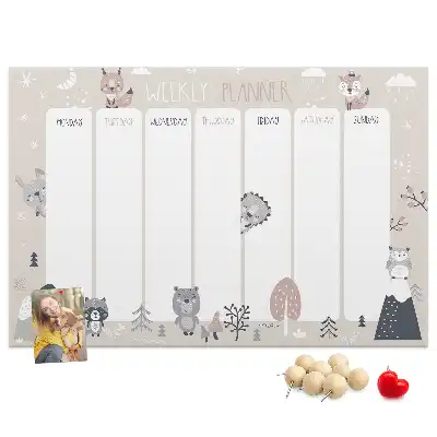 Printed Animal Themed Cork Planner Board