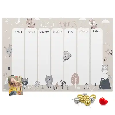 Printed Animal Themed Cork Planner Board