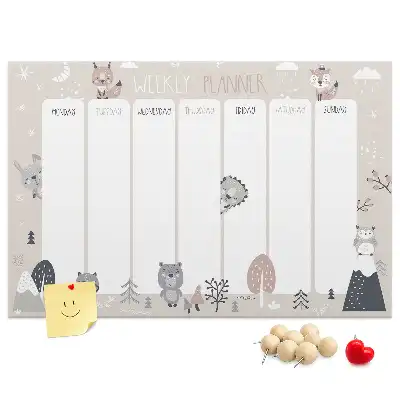Printed Animal Themed Cork Planner Board
