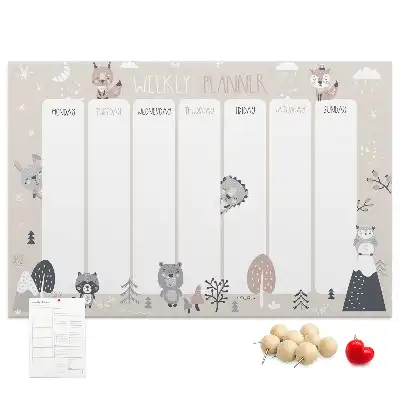 Printed Animal Themed Cork Planner Board