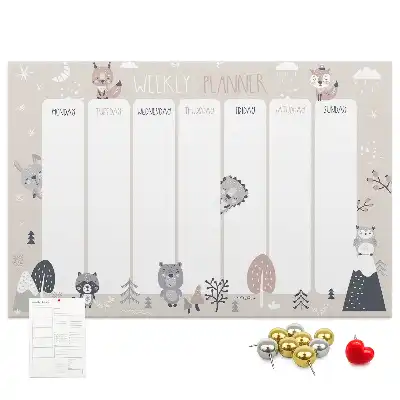 Printed Animal Themed Cork Planner Board