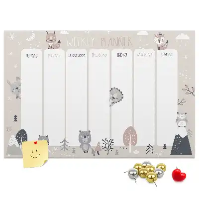 Printed Animal Themed Cork Planner Board