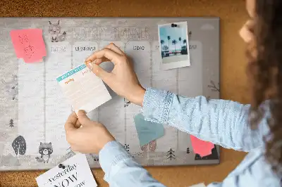 Printed Animal Themed Cork Planner Board