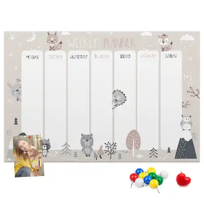 Printed Animal Themed Cork Planner Board