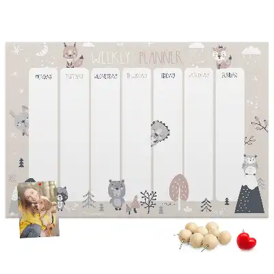 Printed Animal Themed Cork Planner Board