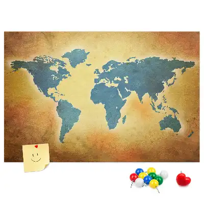 Old world map cork memo board