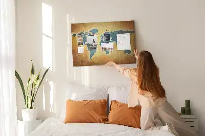 Old world map cork memo board