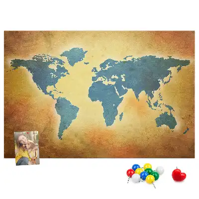 Old world map cork memo board