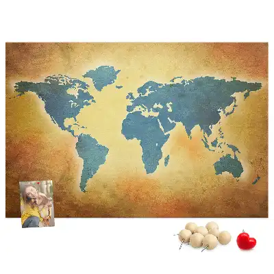 Old world map cork memo board