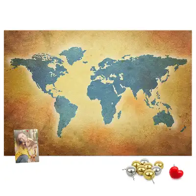 Old world map cork memo board