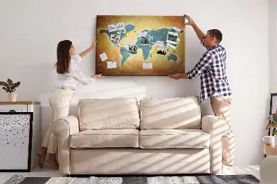 Old world map cork memo board