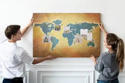 Old world map cork memo board