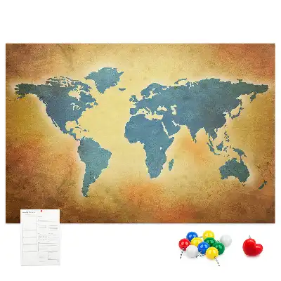Old world map cork memo board