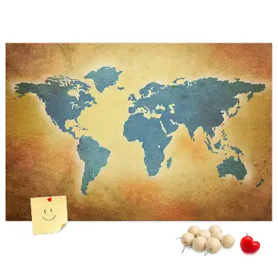 Old world map cork memo board