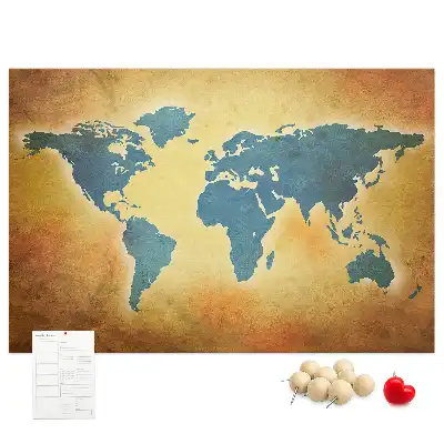 Old world map cork memo board