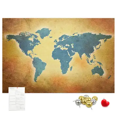 Old world map cork memo board