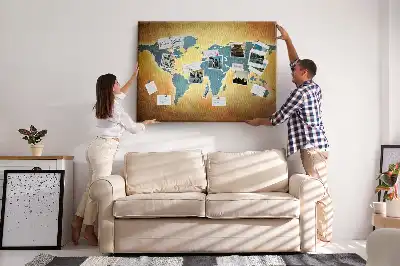 Old world map cork memo board