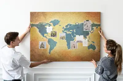 Old world map cork memo board