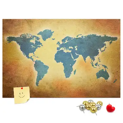 Old world map cork memo board