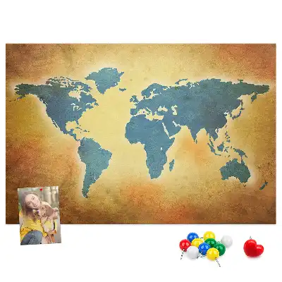 Old world map cork memo board