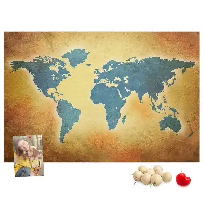 Old world map cork memo board