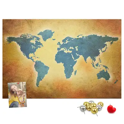 Old world map cork memo board