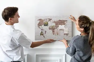 Printed Cork Board World Map in a Brick Design