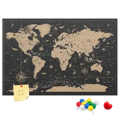 Vintage World Map Printed Cork Memo Board