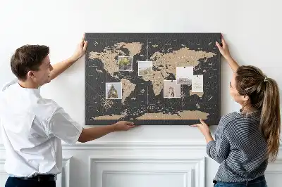 Printed Cork Memo Board Vintage world map
