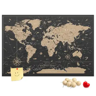 Printed Cork Memo Board Vintage world map