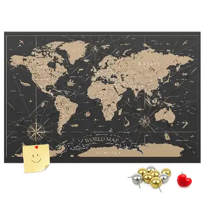 Printed Cork Memo Board Vintage world map