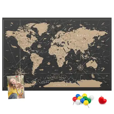 Printed Cork Memo Board Vintage world map
