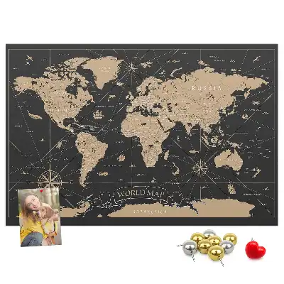 Printed Cork Memo Board Vintage world map