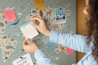 Cork memo board Animal world map