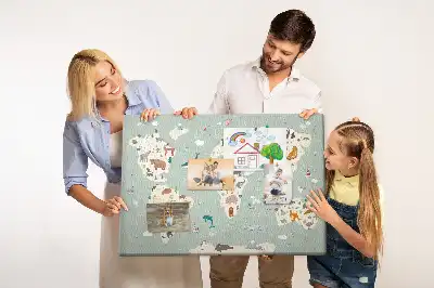 Cork memo board Animal world map