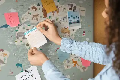 Cork memo board Animal world map