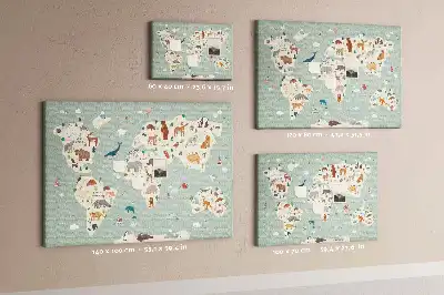 Cork memo board Animal world map