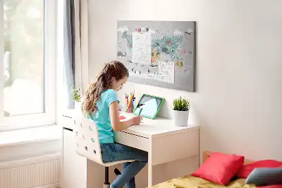 Cartoon Map Printed Cork Memo Board