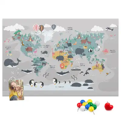 Cartoon Map Printed Cork Memo Board