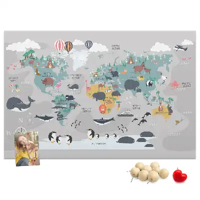 Cartoon Map Printed Cork Memo Board