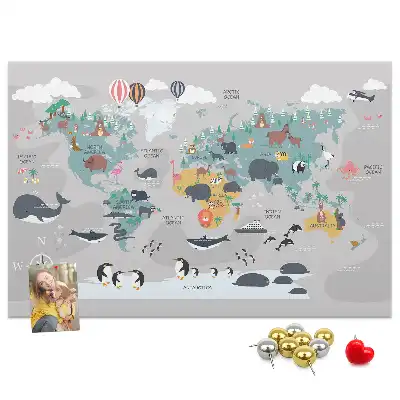 Cartoon Map Printed Cork Memo Board