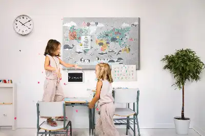 Cartoon Map Printed Cork Memo Board