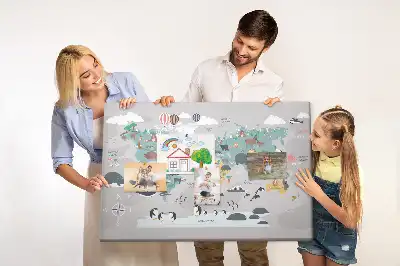 Cartoon Map Printed Cork Memo Board
